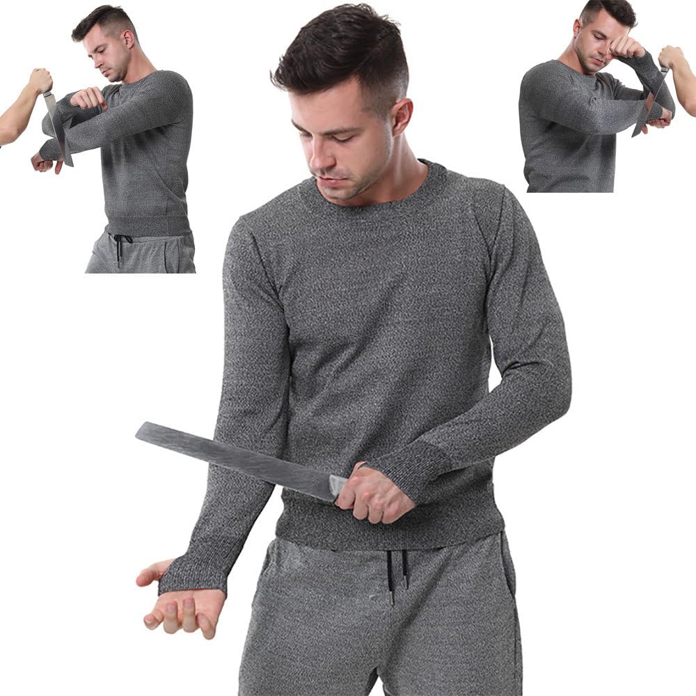 LISTaRSw Cut & Puncture Resistant Vest - Level 5 Protective Cut Clothing, Puncture Resistant Round Neck Long Sleeve T-Shirt to Protect Personal Safety, Used to Protect Personal Safety Darkgray-XL
