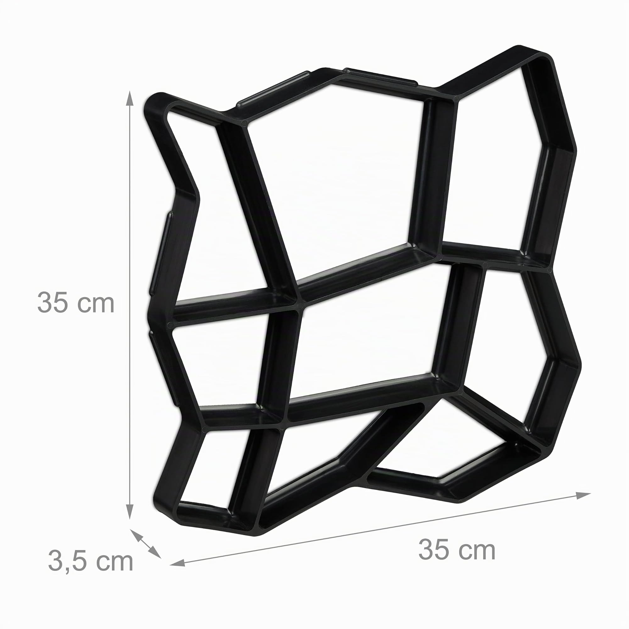 Relaxdays Molde para Hormigón, Forma Irregular, Plantilla Cemento, Pavimentar Caminos o Entrada, 3,5 x 35 x 35 cm, Negro