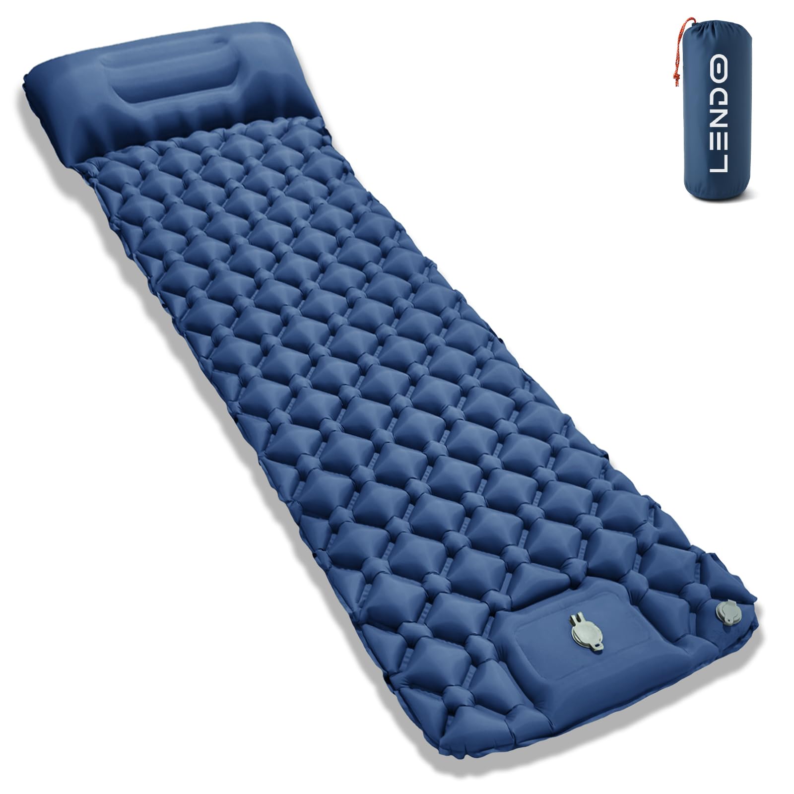 LENDOO Ultraleichte Aufblasbare Isomatte, 195cm*60cm Isomatte Selbstaufblasend Mit Aufblasbarem Kissen Isomatte Camping Outdoor Wasserdicht mit Fußpumpe luftzellenmatte aufblasbar für Outdoor