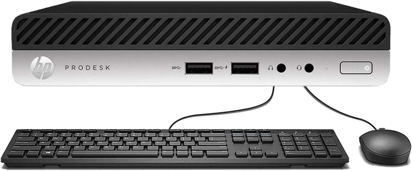 HP ProDesk 405 G4 Mini Desktop Computer, AMD Ryzen 5 2400G 3.6GHz Business Desktop PC, 8GB DDR4 RAM, 256GB SSD, Keyboard, Mouse, WiFi/Bluetooth, 4K Support, Windows 11 Pro(Renewed)