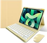 Vista 9 de Funda de teclado compatible con iPad de 9ª, 8ª y 7ª generación, Air 3ª generación Pro de 10.5, con mouse Bluetooth, tecla redonda, lindo teclado