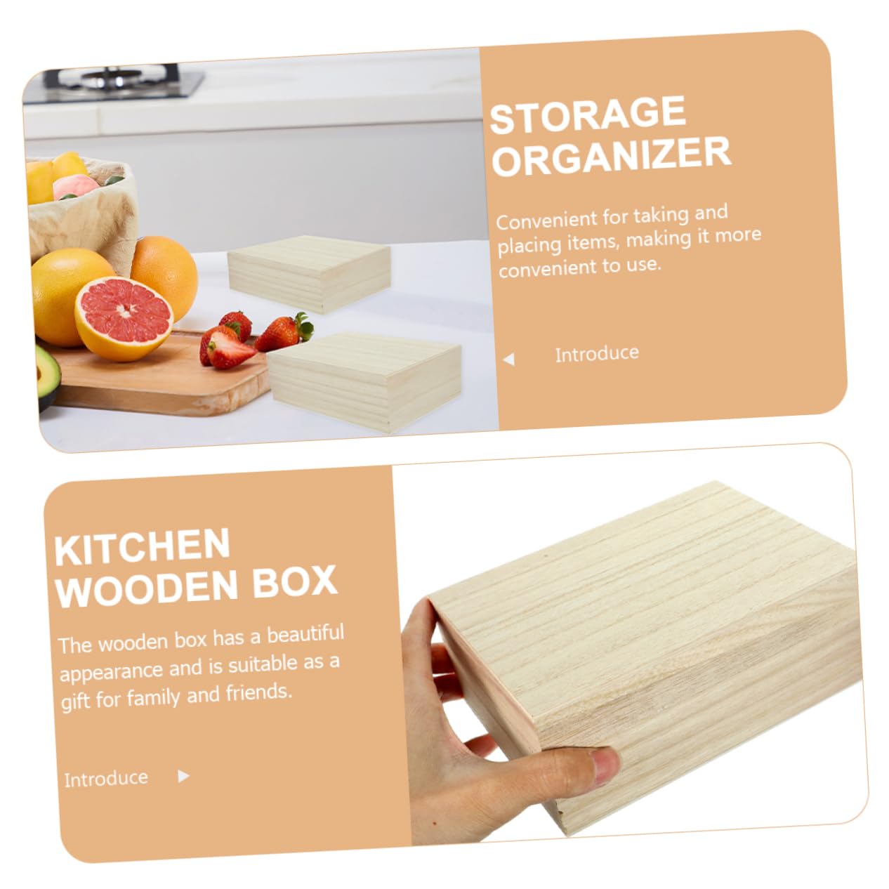 COLLBATH Recipe Holder Storage Box Wooden Present Organizer Vintage Recipe Card Box Card Storage Case Kitchen Accessory