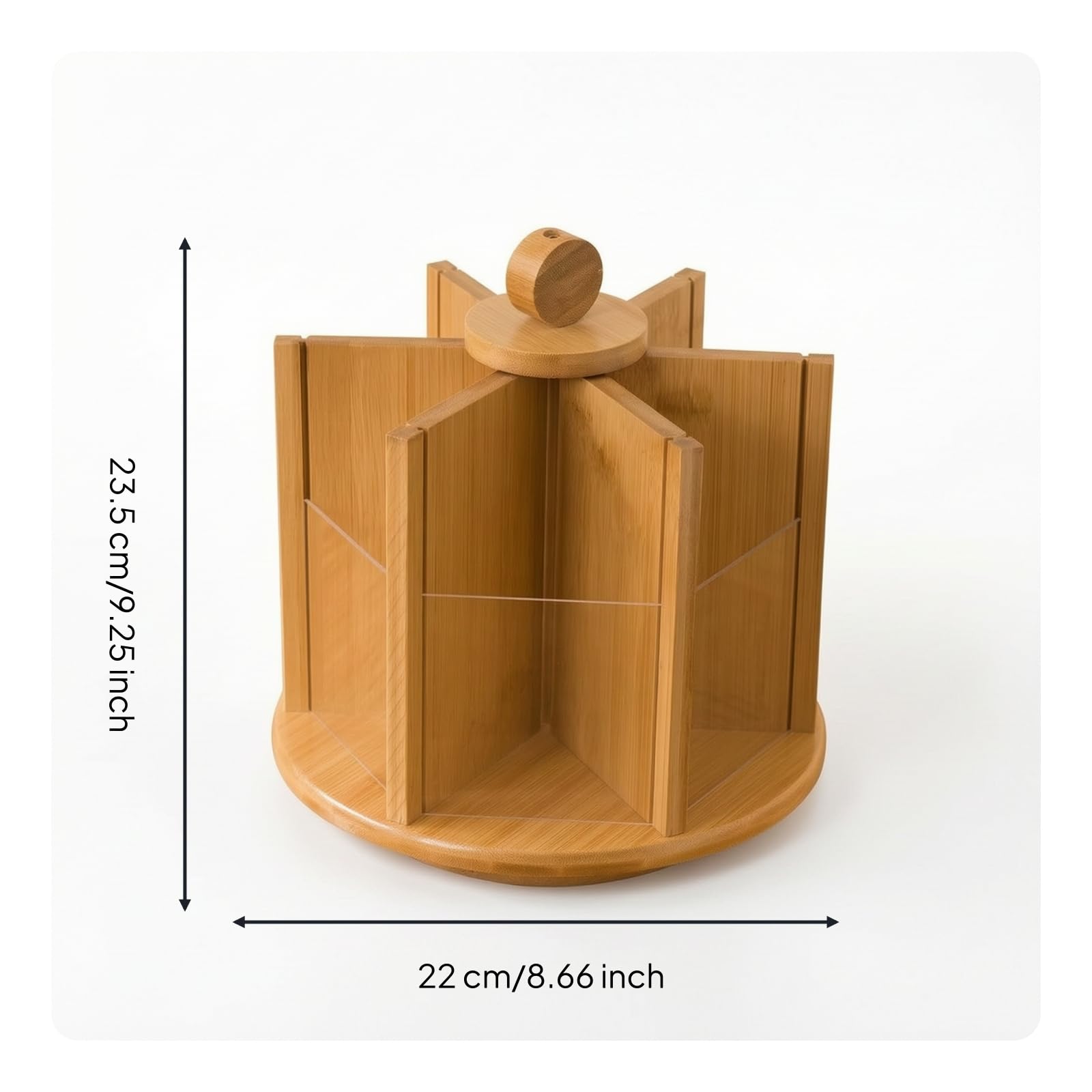 F Fityle Organizador de Cosméticos Giratorio 360 Grados Porta Maquillaje Clasificador de Belleza Estante para Brochas Bambú con Paneles Acrílicos y Base Firme, Original