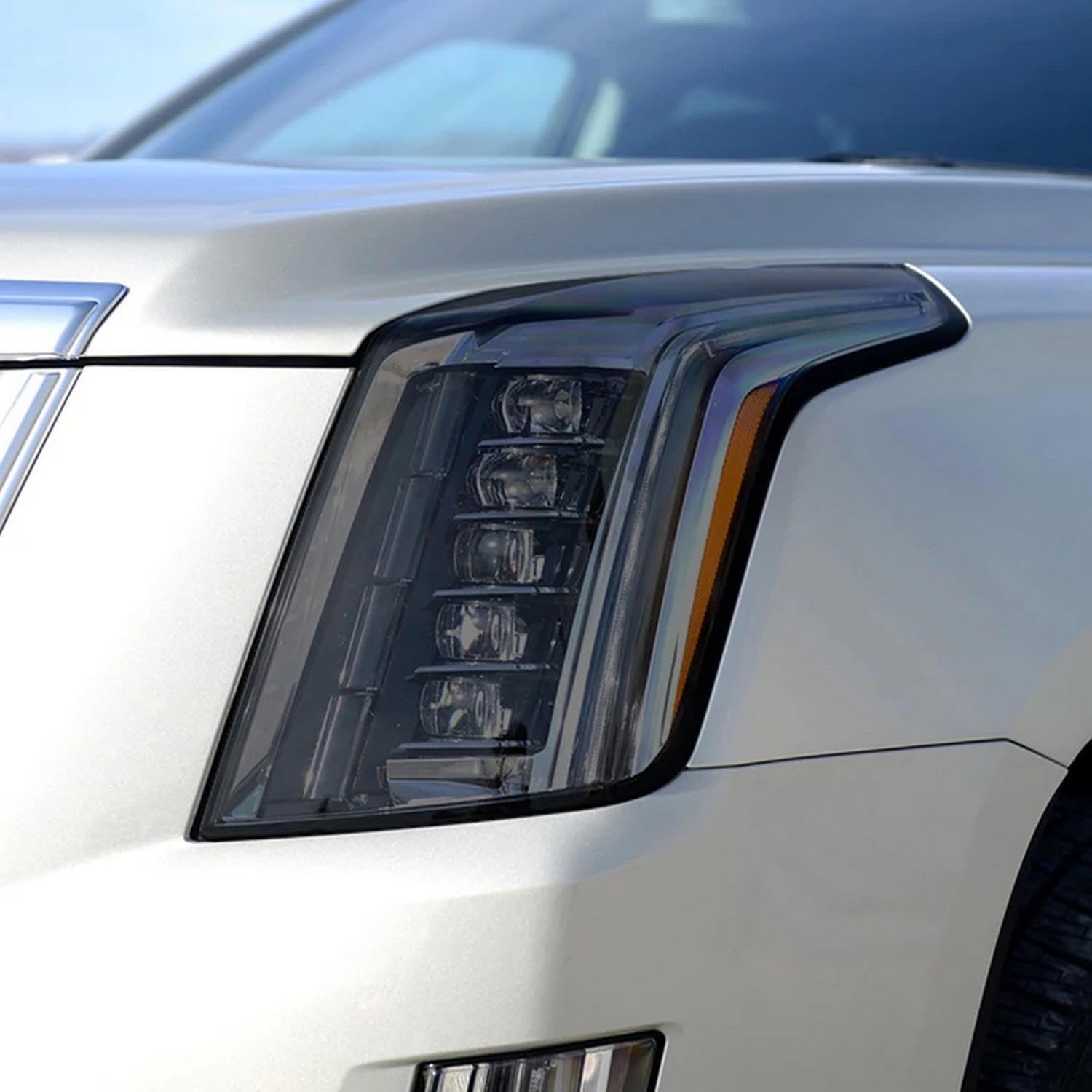 Samlng Blackened Car Front Light Film For Cadillac For Escalade 2016-2024 2 Pcs Car Headlight Protective Film Headlamp Transparent Black Tpu Sticker