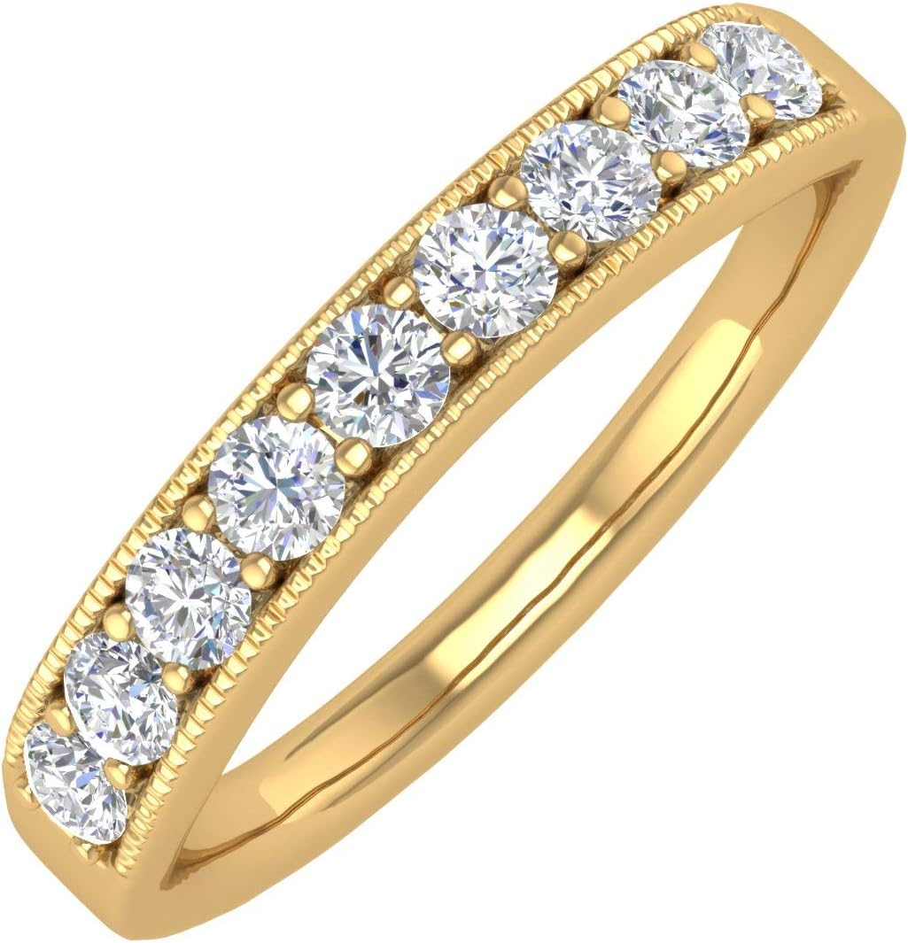 1/2 Carat 14K Gold Round Diamond Ladies Anniversary Wedding Band Ring