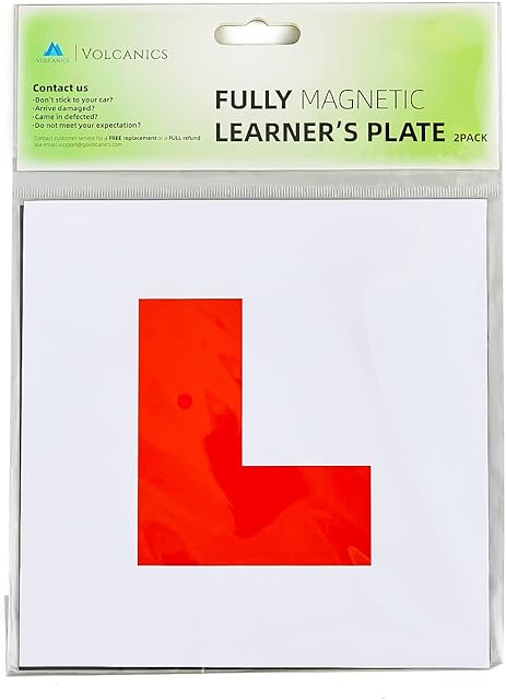 Volcanics Magnetic L Plates for Learner Drivers 2 PACK Fully Magnetic Learning Plates for Car Learner Sign for UK Learner Drivers