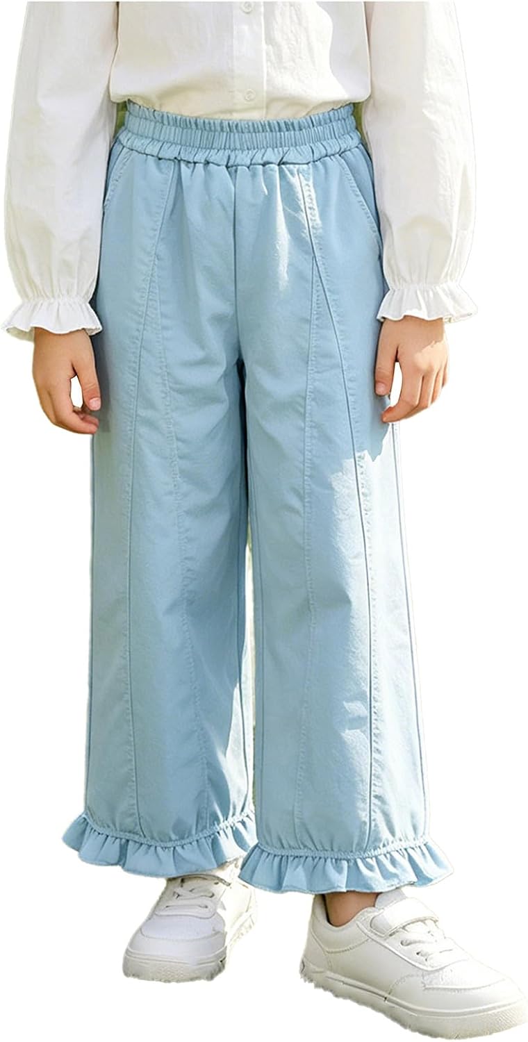 YiZYiF Kids Bottom Casual Straight Pants Wide Leg Trousers Loose Jogger Sweatpants for Cycling Running