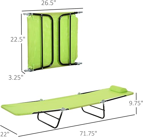 Miniatura 3 de Tumbona reclinable plegable para exteriores, tumbona para playa, patio, piscina, césped, verde