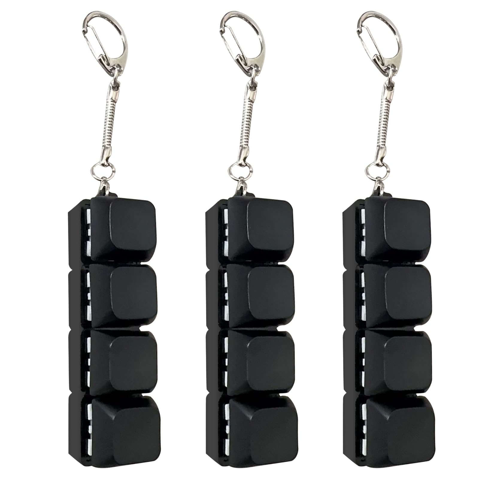 3-Pack Keyboard Fidget Toy, 4-Button Fidget Keyboard Keychain, Fidget Keychain