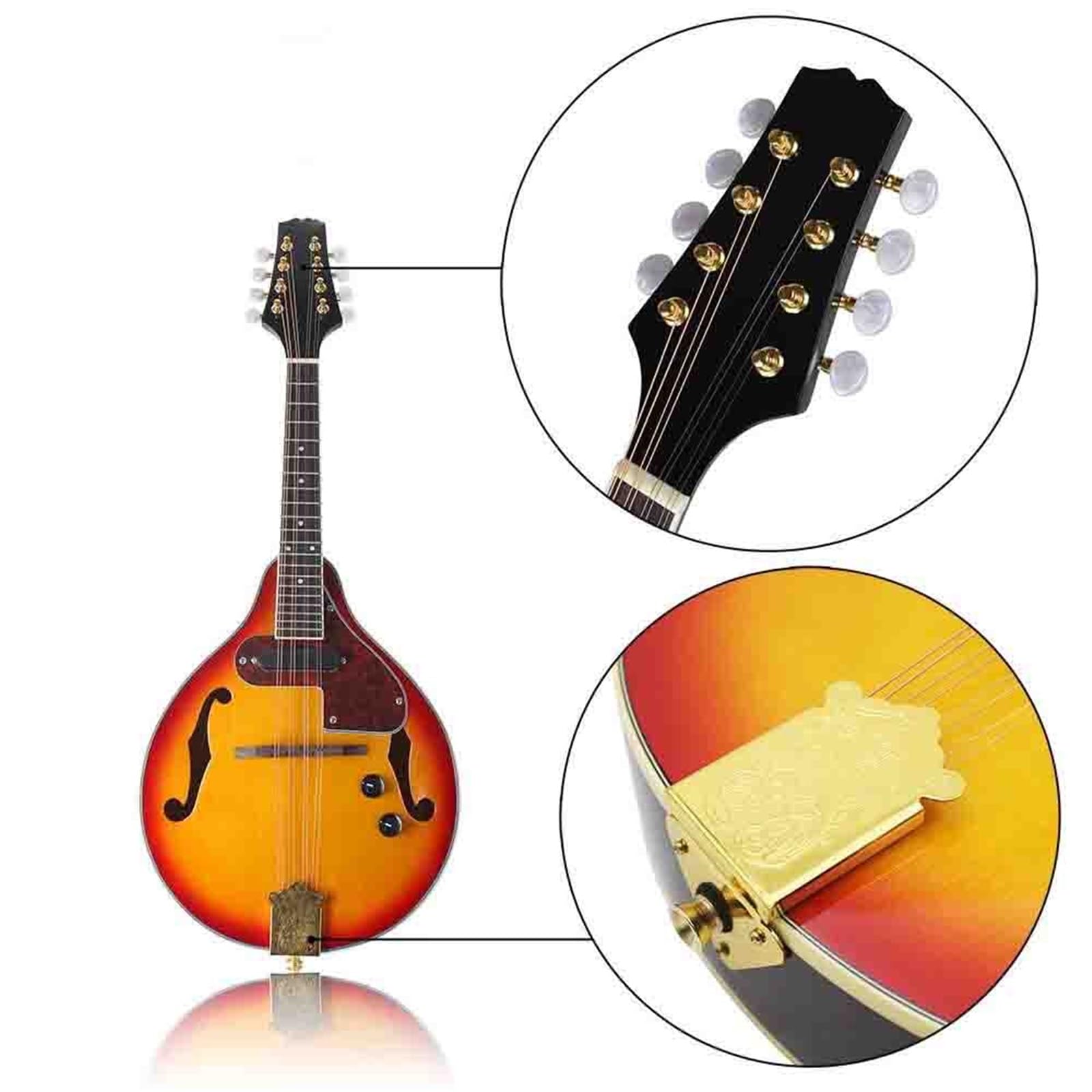 Mandolina Profesjonalny Instrument Instrument Strunowy Elektryczna Mandolina Gitara Ośmiostrunowa Kompletny Zestaw