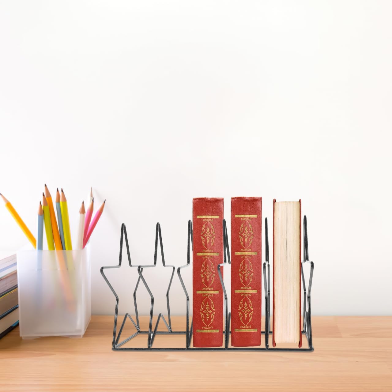 Zerodeko Vinyl Record Display Rack Star-Shaped Cd Organizer Shelf for Albums Books Documents Space-Saving Desktop Storage for Office Home School 10.23X7.28X6.88 Inches