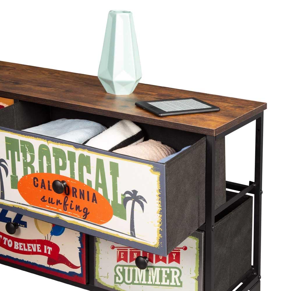 Commode Asgabat, Commode De Chambre à Coucher, Commode Avec 3 Tiroirs, 47x45h61 Cm, Ardoise