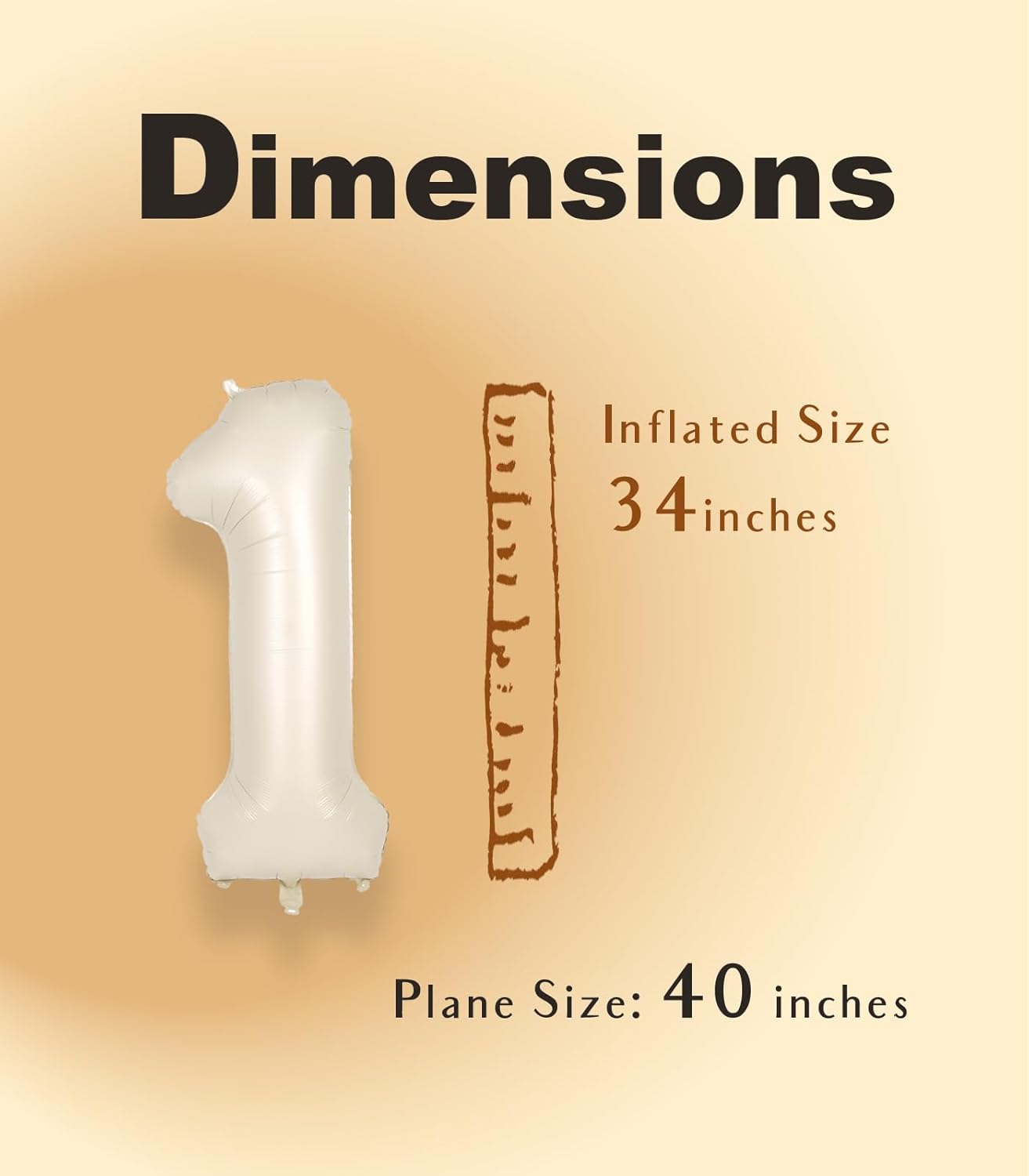 SUWEN 40 Inch Cream White Large 1 Balloon Numbers Big Foil Helium Number Balloons 0-9 Jumbo Happy 1st Mylar Birthday Party Decorations for Boy or Girl Anniversary Party Supplies - Image 4