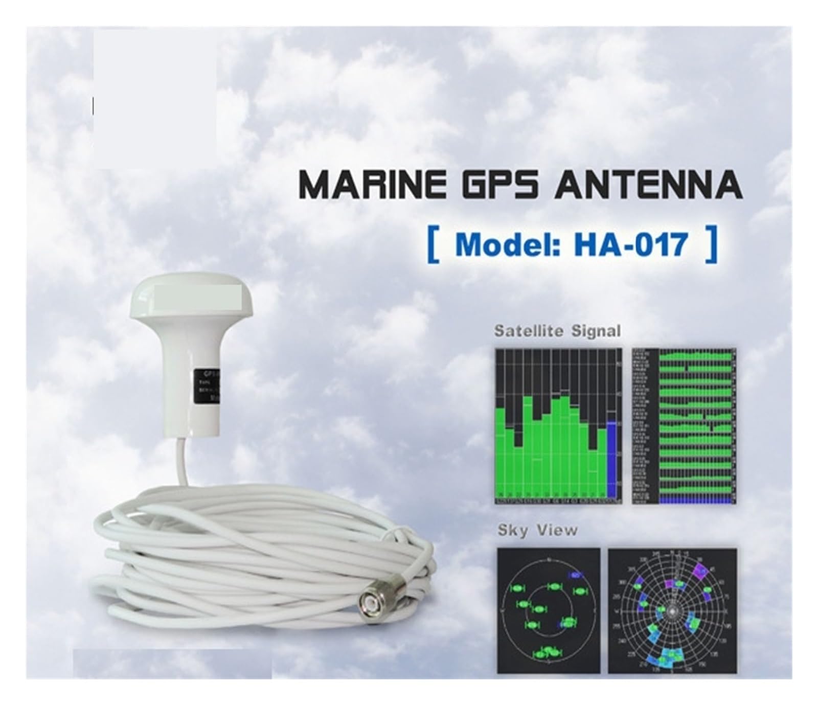 Antena GPS HA-017 Morska Z Kablem 10 Metrów Złącze TNC Kabel RF 10m Interfejs RG-58 Easy Szeroka Kompatybilność