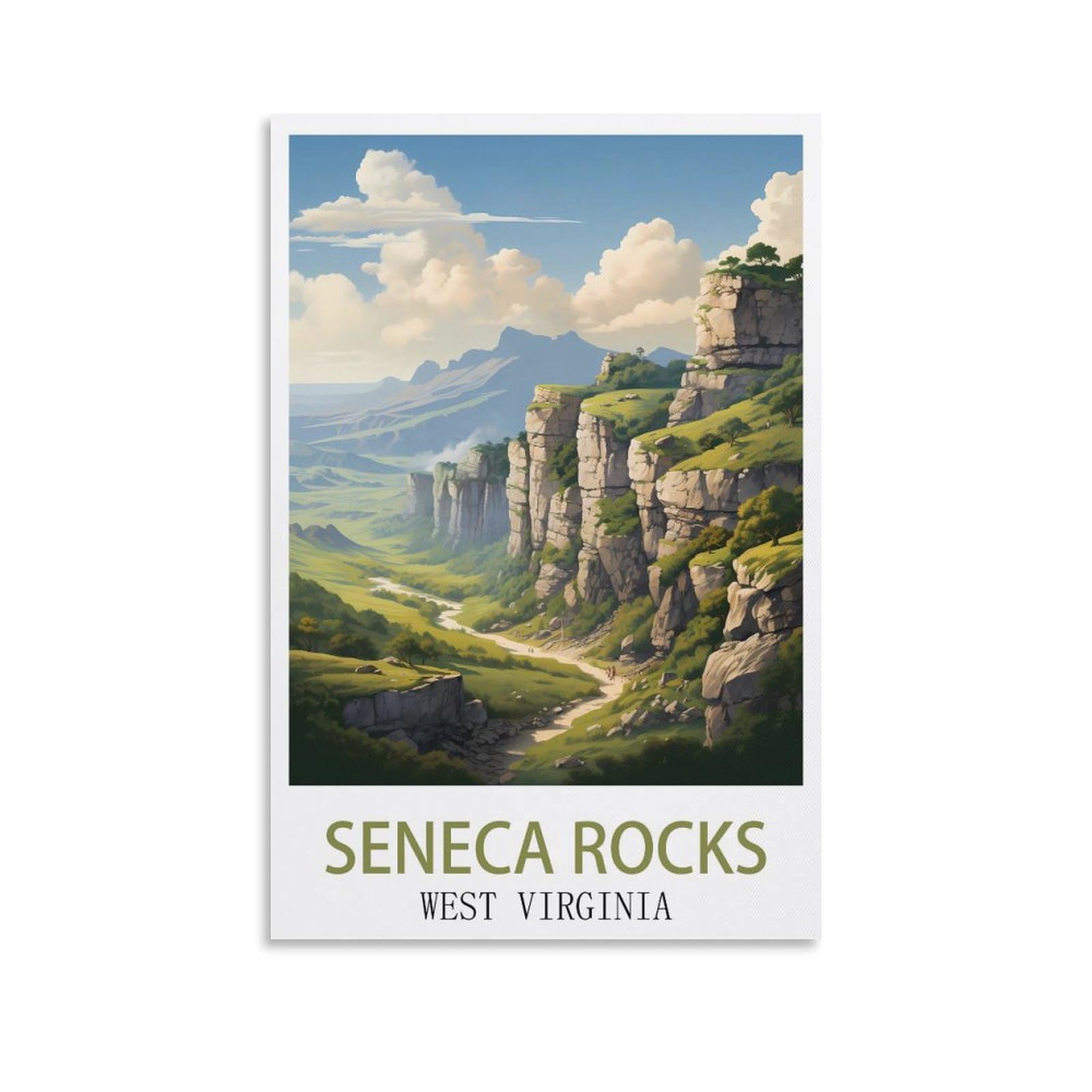 EZMLFA 5D Diamond Painting Kits for Adults,Seneca Rocks West Virginia,DIY Full Round Drill Diamond Dot Gem Art Kits for Adults,Crafts for Decor 40x40cm