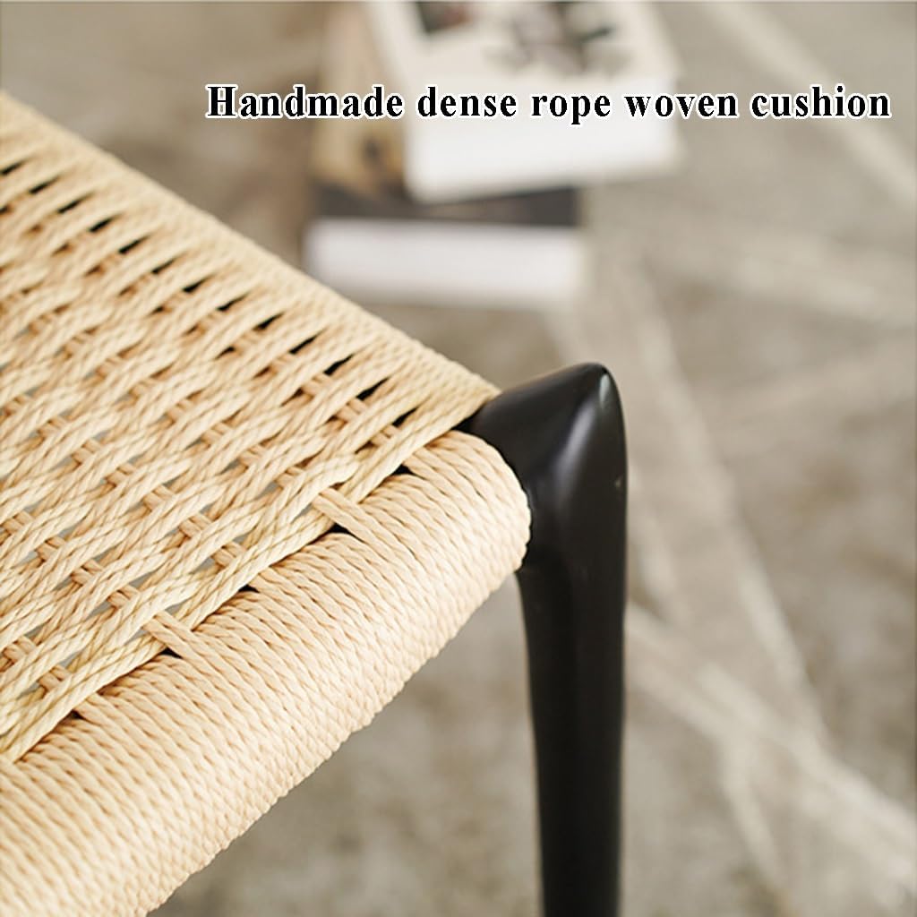 TemkIN Home Dining Chair, Rattan Solid Wood Seat, Patio Garden Leisure Chair, Outdoors Rattan Sunlounger, Lazy Home Backrest Wicker Chair