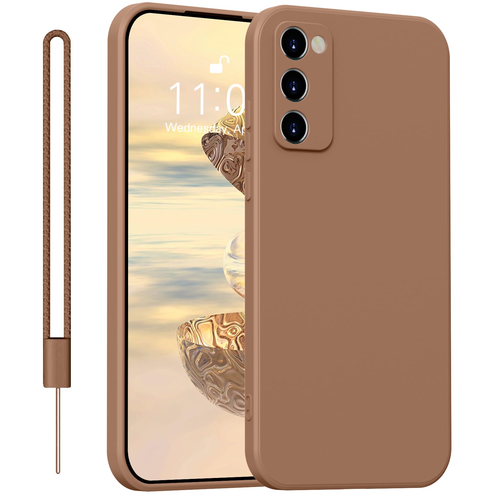 Yoawiful Handyhülle für Samsung Galaxy S20 FE Hülle Premium Silikon braun | Kameraschutz mit 1 Lanyard, stoßfest dünn weich Kratzfest Schutzhülle mit Mikrofaser-Futter 5G