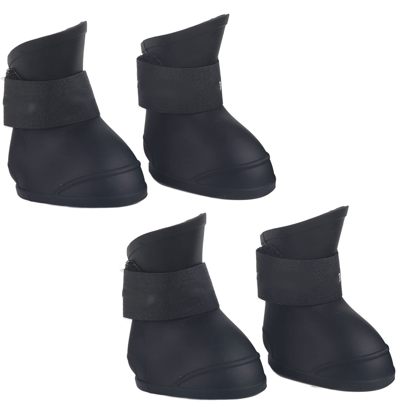 4PCS Silicone Dog Boots Water Proof Anti Slip Pet Rain Shoes for Small Dogs (Black, L) — image 1