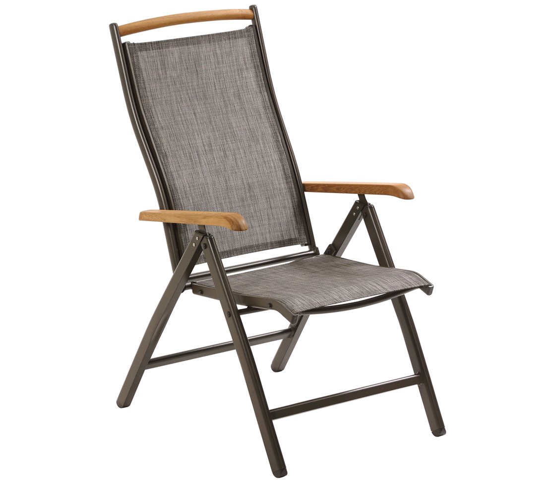 Fauteuil pliant Calais anthracite en alu et toile haute résistance