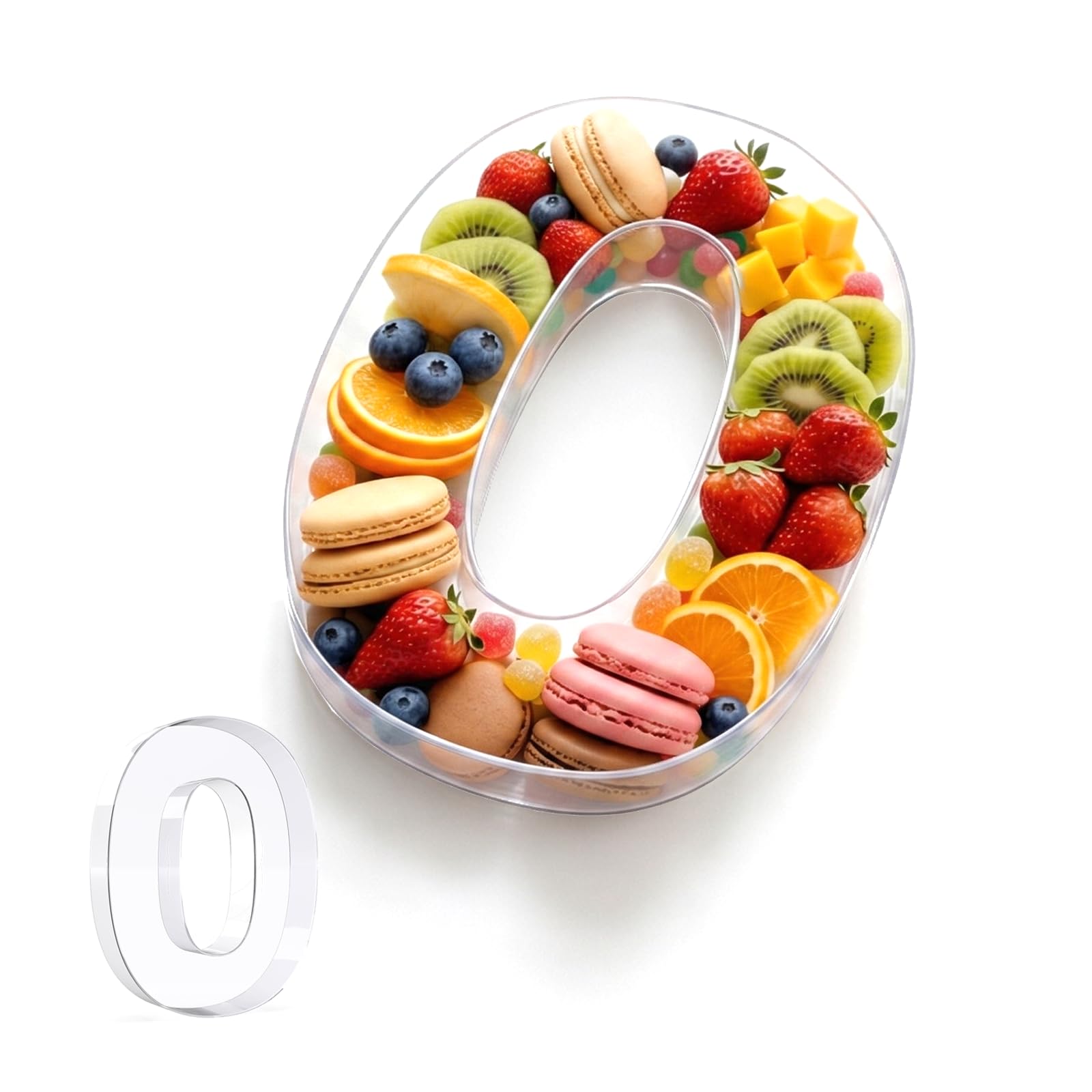 Pooqla 10" Acrylic Number 0 Charcuterie Tray for Birthday Decorations
