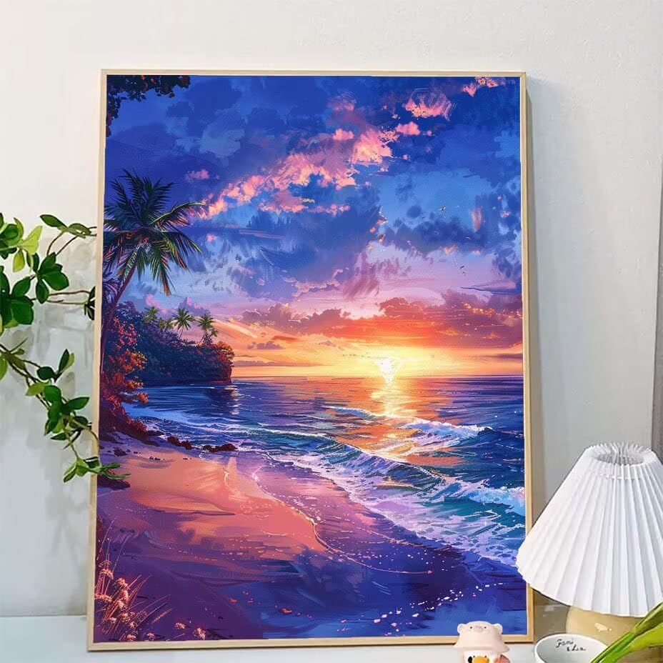 Coucher soleil creatif paint by numbers pour s'évader et libérer son esprit