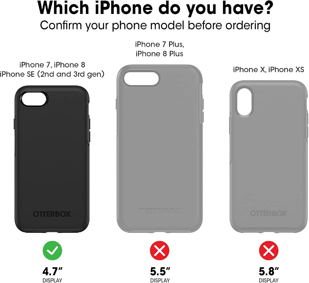 OtterBox iPhone SE 3rd & 2nd Gen, iPhone 8 & iPhone 7 (not Compatible with Plus Sized Models) Commuter Series Case - Black, Slim & Tough, Pocket-Friendly, with Port Protection