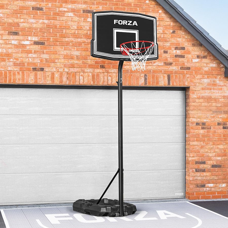 FORZA Basketball Hoop & Stand Unit (Black, White & Red, JS220 | Junior, Post, Basketball & Pump)