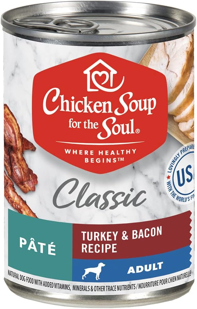 Chicken Soup for Soul Pet Food - Classic Wet Dog Food - Turkey&Bacon Pate RecipeSoy Free, Corn Free, Wheat FreeDry Dog Food Made with…