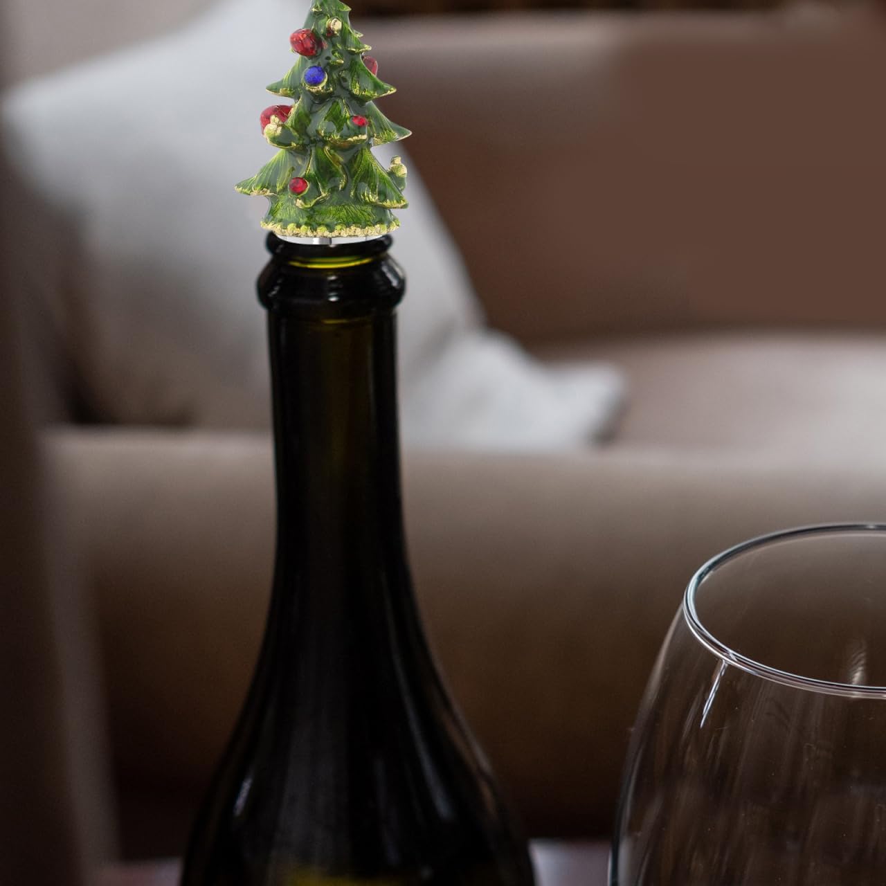 ABOOFAN Christmas Tree Wine Bottle Stopper Zinc Alloy Reusable Airtight Seal Plug for Holiday Wine Bottles Festive Bar Kitchen Accessory