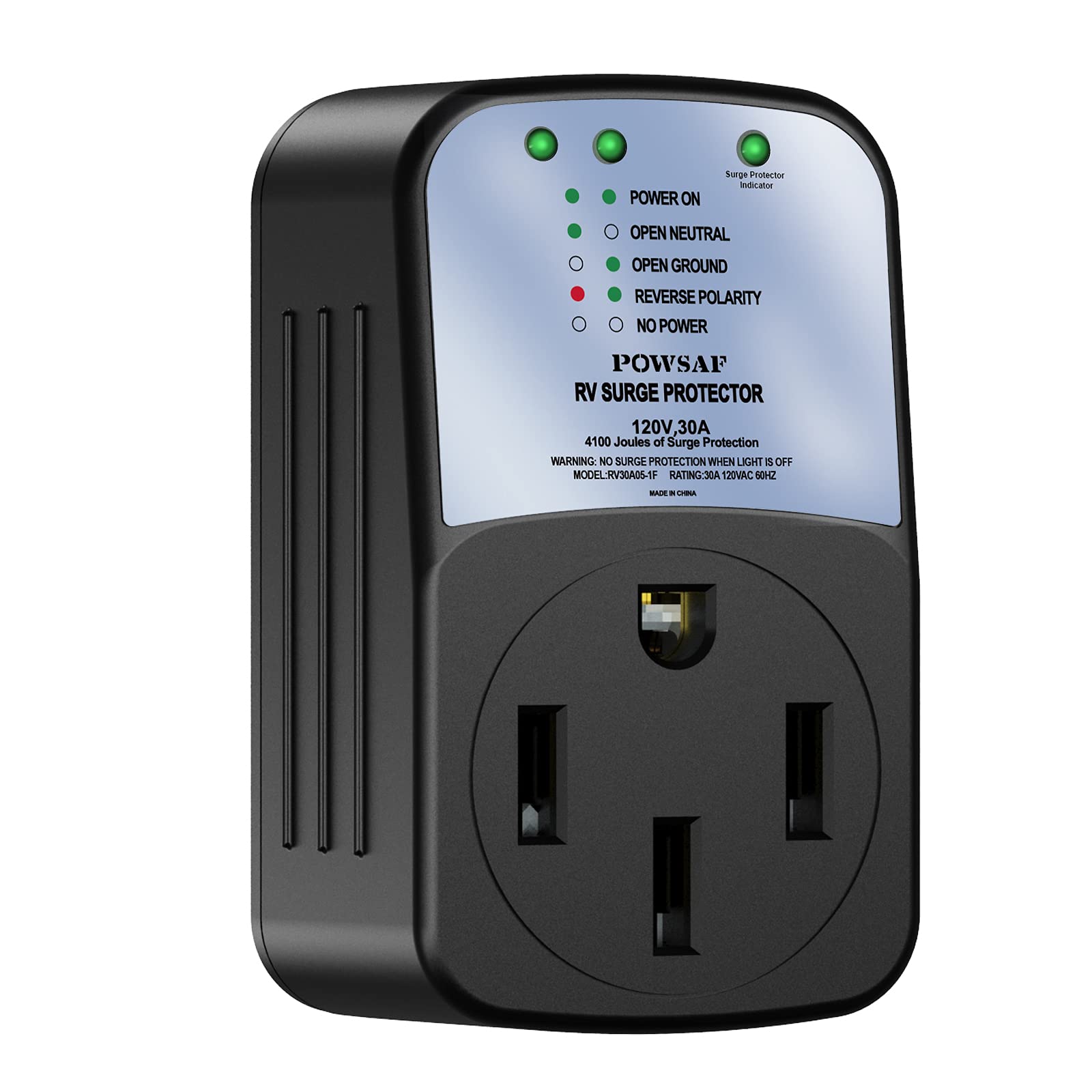 POWSAFProtable rv Surge Protector 50 amp, 4100 Joules, RV Electrical Adapter with 50 Amp Male to 50 Amp Female Black