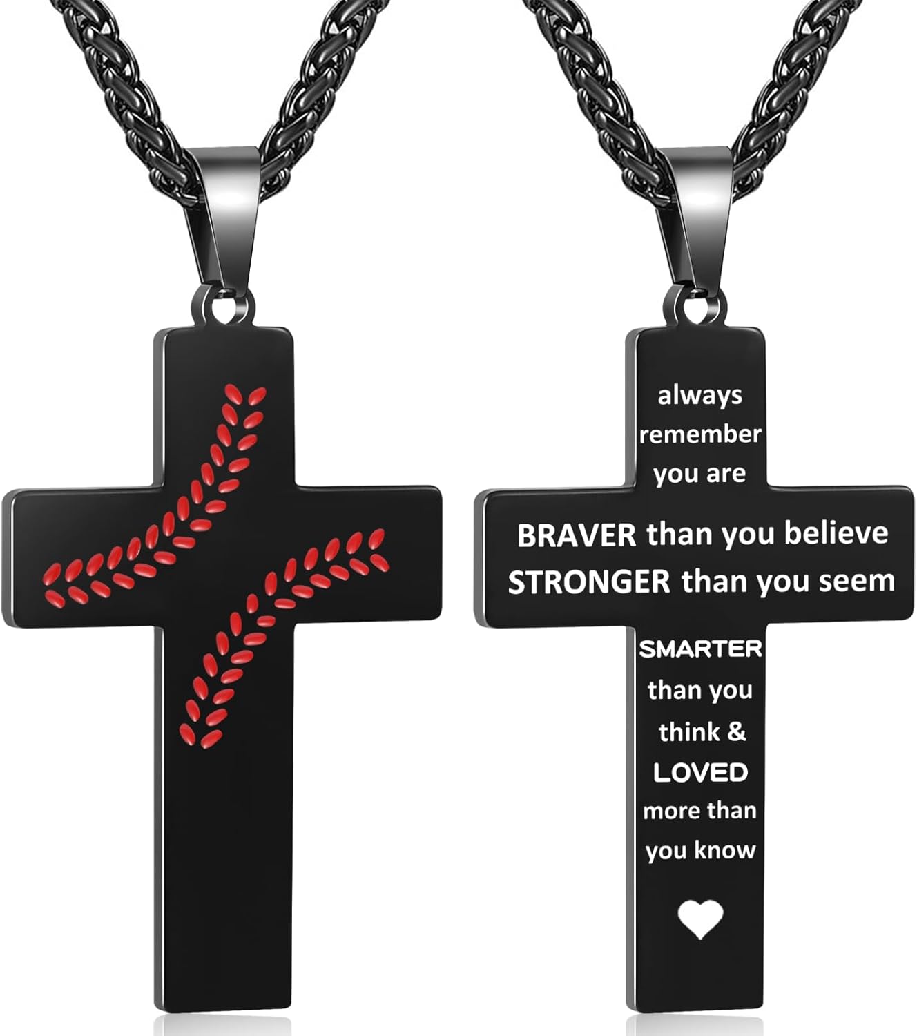 Baseball Cross Necklace for Men, Bible Verse Pendant Gifts for Birthday Christmas, Baptism Christian Religious Baseball Accessories Stuff Gifts