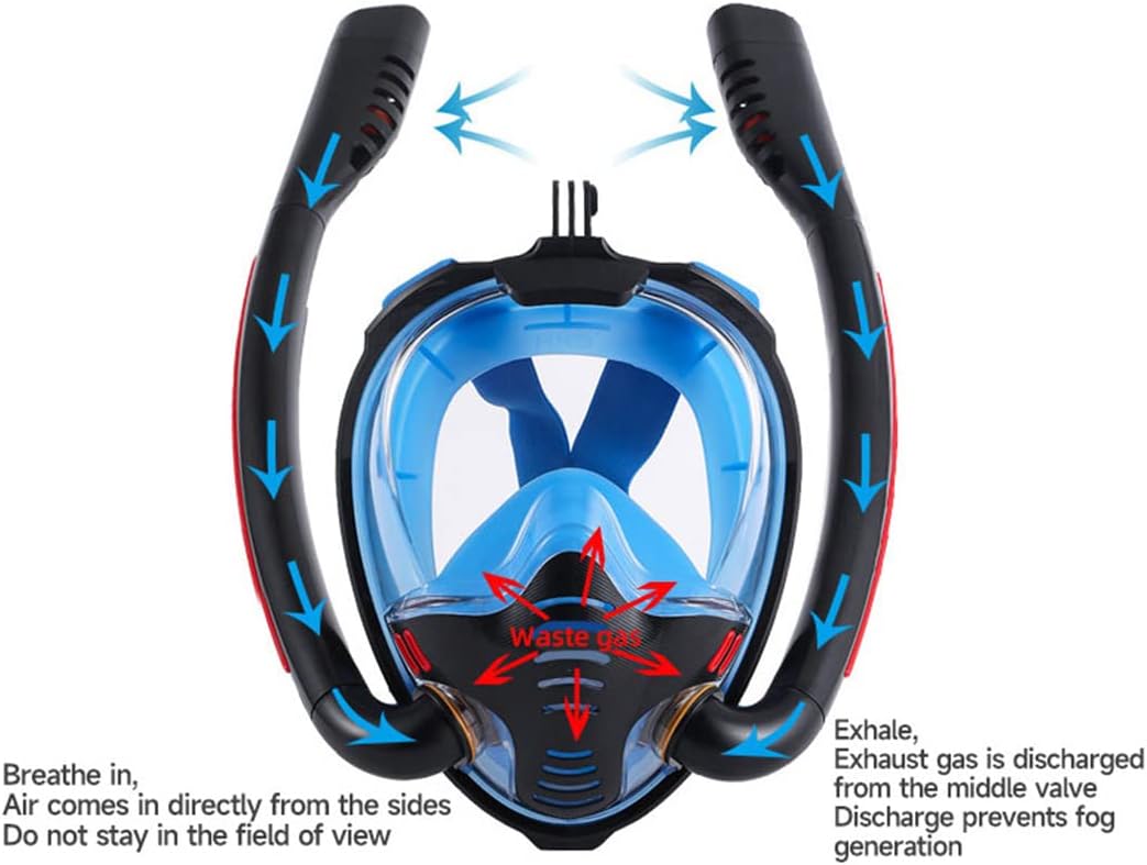 Snorkeling Mask Double Tube Silicone Full Dry Diving Mask Adult Swimming Mask Diving Goggles Self