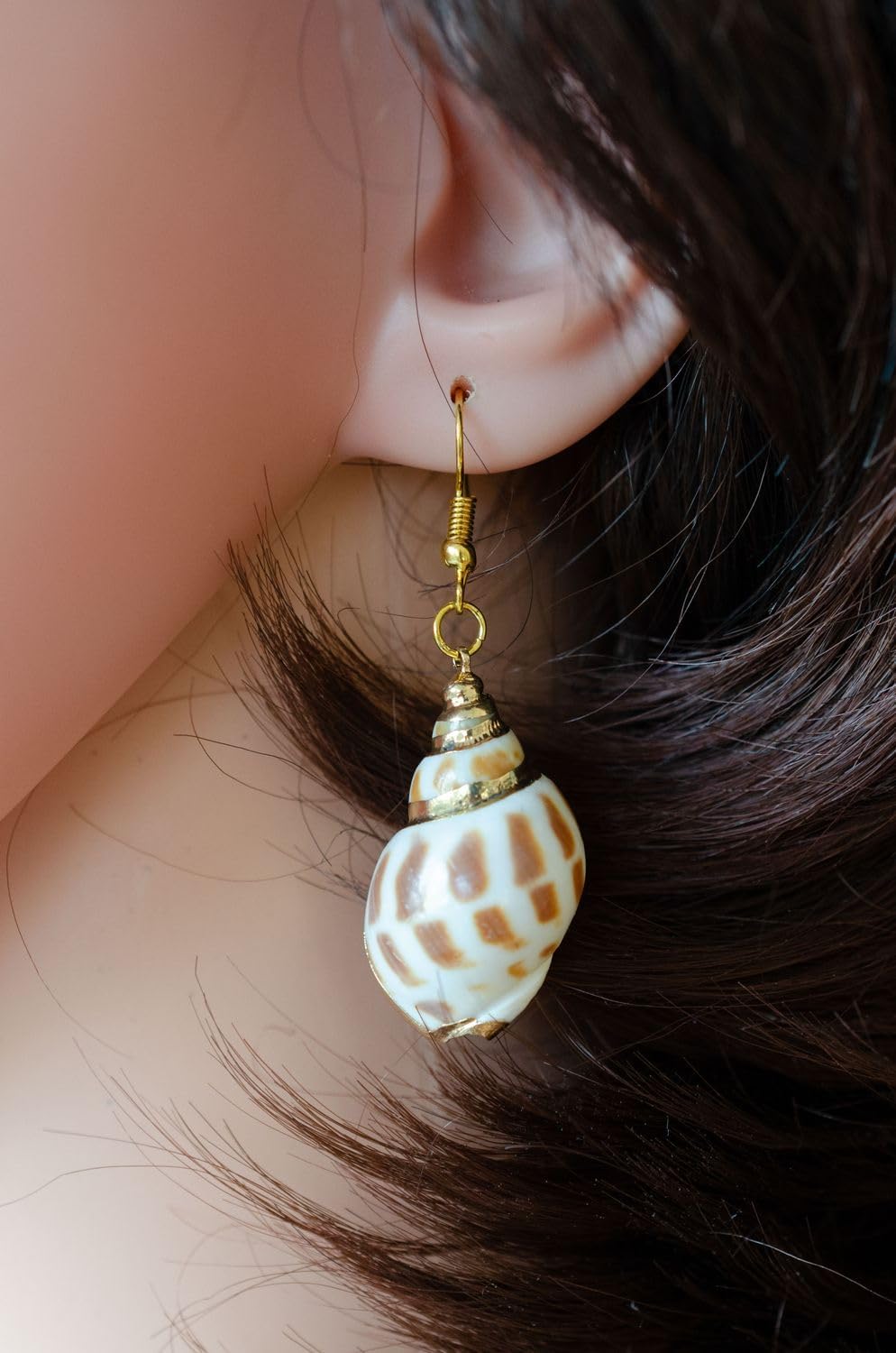 Shell earrings Miniblings pendant sea beach vacation white brown gold-plated