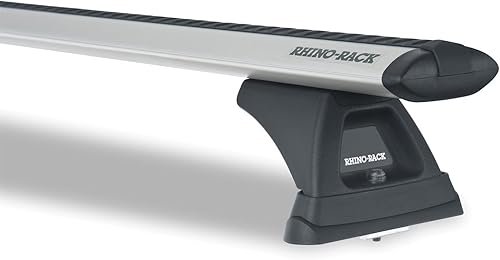 Rhino Rack Silver (2) Barras Aero con 4 patas Kit de soporte para riel