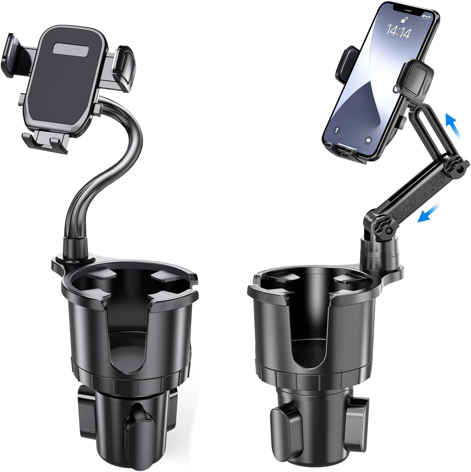 Car Cup Holder with Phone Mount, 2 in 1 Adjustable Cup