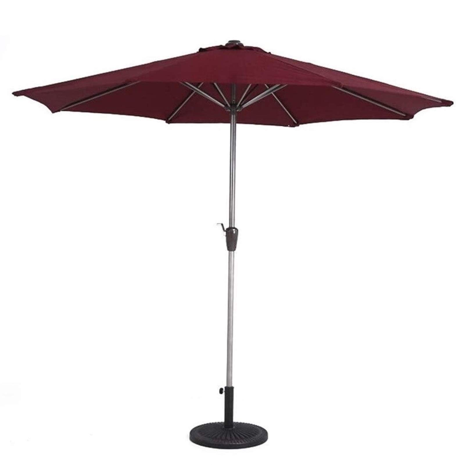 WDSOPK Outdoor Garden Parasols 9-Feet Patio Umbrella Table with Crank, Portable Sun Shelter for Market Deck Porch Backyard Pool Side(Wine Red-9ft)