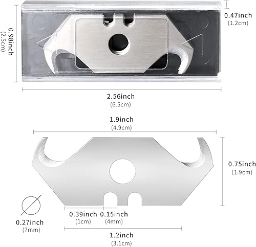 Miniatura 4 de Paquete de 30 cuchillas de gancho de utilidad, cuchillas de repuesto de cuchillos de acero de alto carbono, cuchillas de repuesto SK5 con gancho de