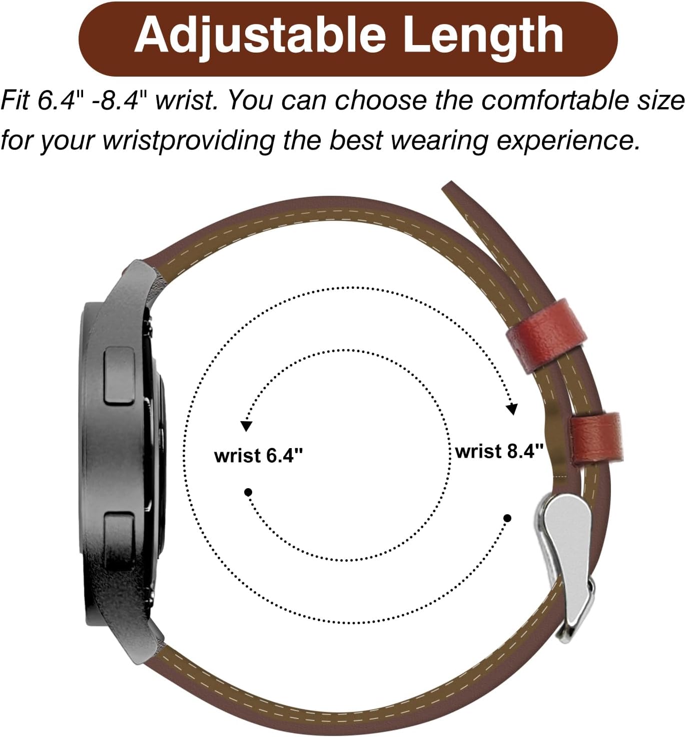 Italy Genuine Leather Watch Bands Compatible with Samsung Galaxy Watch 7 6 5 4 40mm 44mm, 5 Pro 45mm, 6 4 Classic Active 2, 20mm Quick Release Leather Watch Straps Replacement Band for Women Men - Image 5