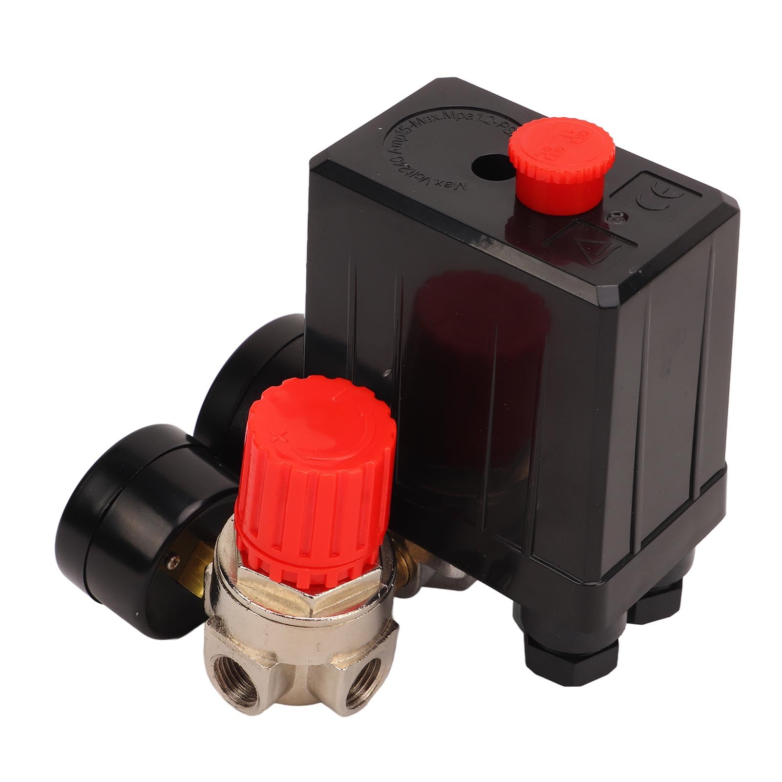 Valvola di controllo con interruttore di pressione per compressore d’aria 0-180 PSI, regolatore di pressione automatico 3 in 1 con connettori rapidi, in ottone e acciaio
