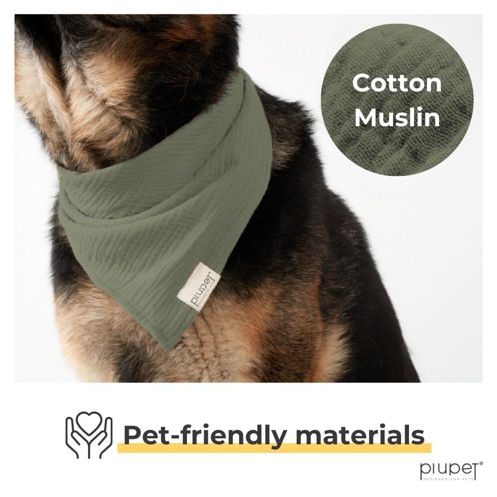 PiuPet® Dog Bandanas - Set of 2, Black/Green, L - Image 4