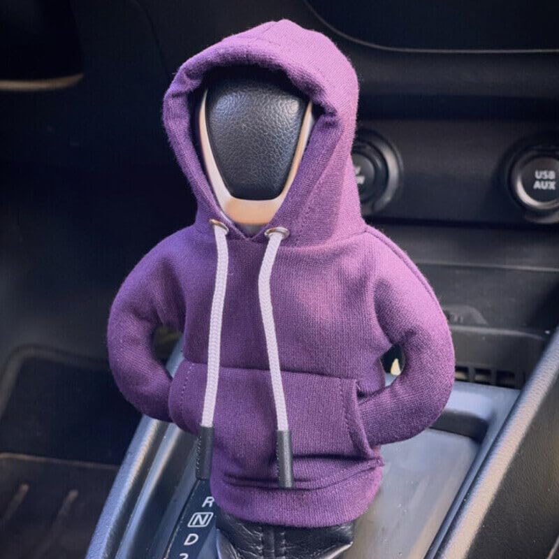 EHOTER Hoodie Car Gear Shift Cover Funny Hoodie Shifter Knob Cover Universal Auto Gear Shift Knob Cover Cute Auto Knob Gear Stick Protector for Men and Women (Purple New)