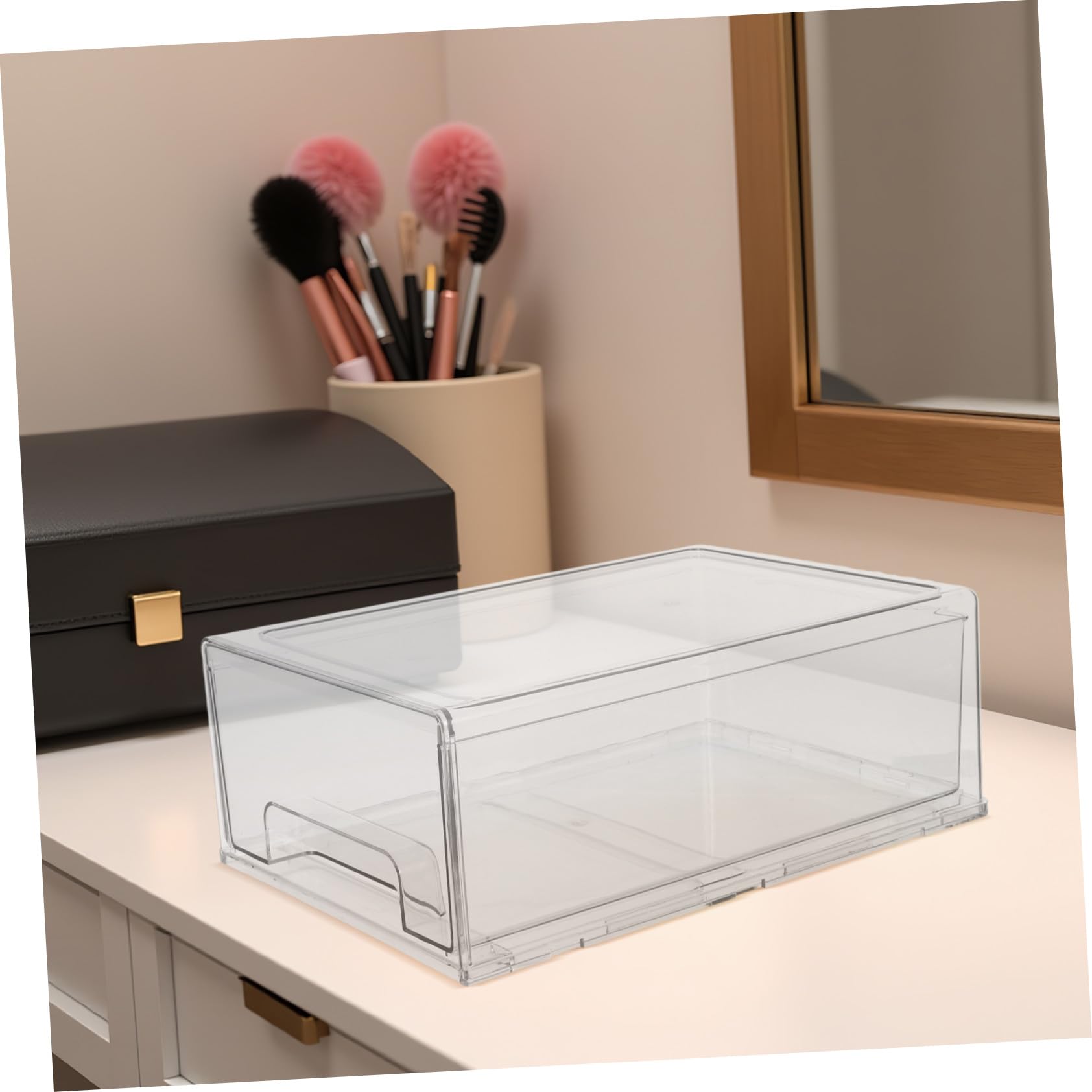 DOITOOL Organizador Apilable con Transparentes Caja Acrílica Resistente de Gran Capacidad para Maquillaje Joyería Papelería y Baño para Tocador y Oficina
