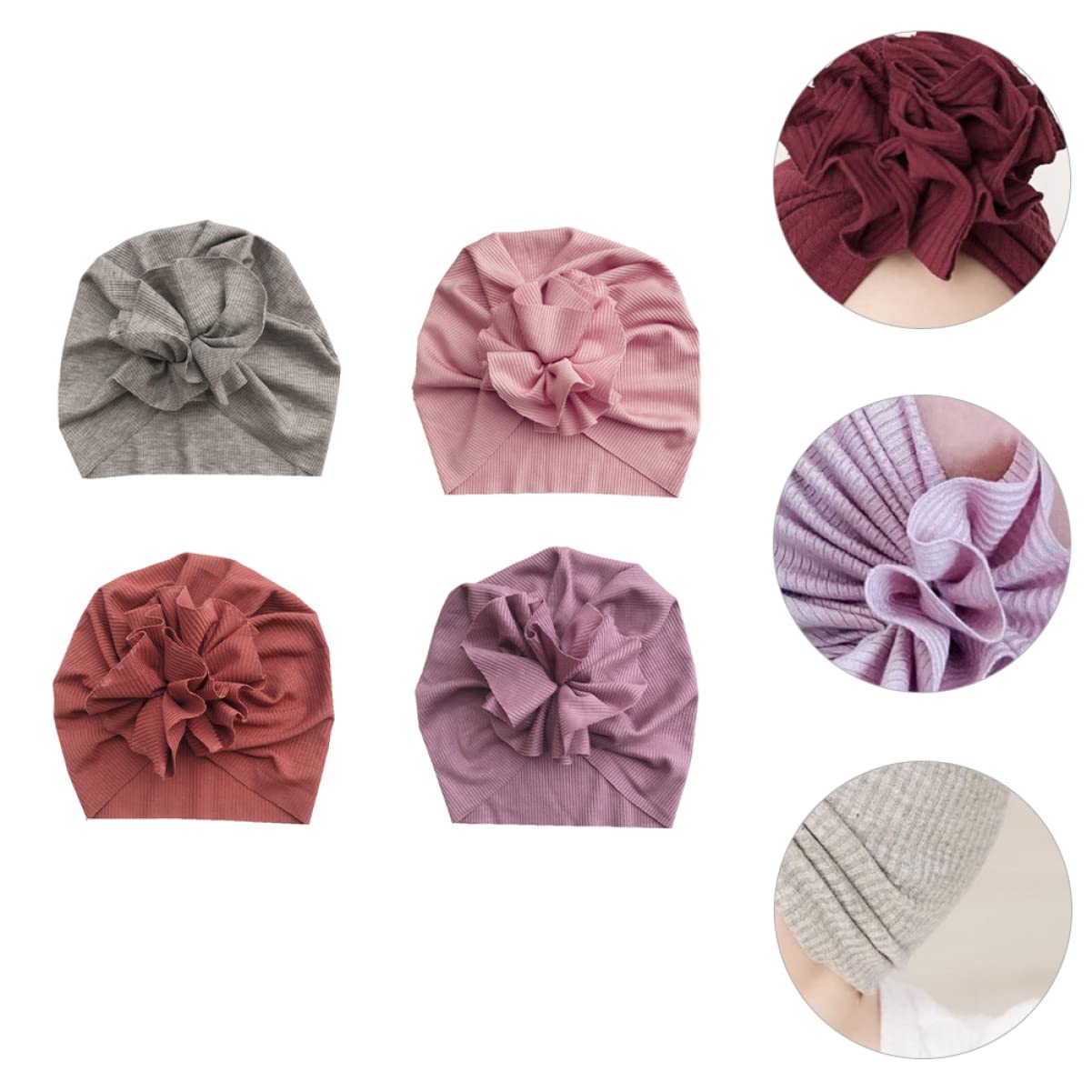 3 Sätze -blumenkappe Babygirl Schlabberlatz Geschenkset Sleep Sack Kappen Buntes Flaggenbanner Korb Mütze Aus Babygarn Elastischer Turban Baumwolle 4 Stück * 3