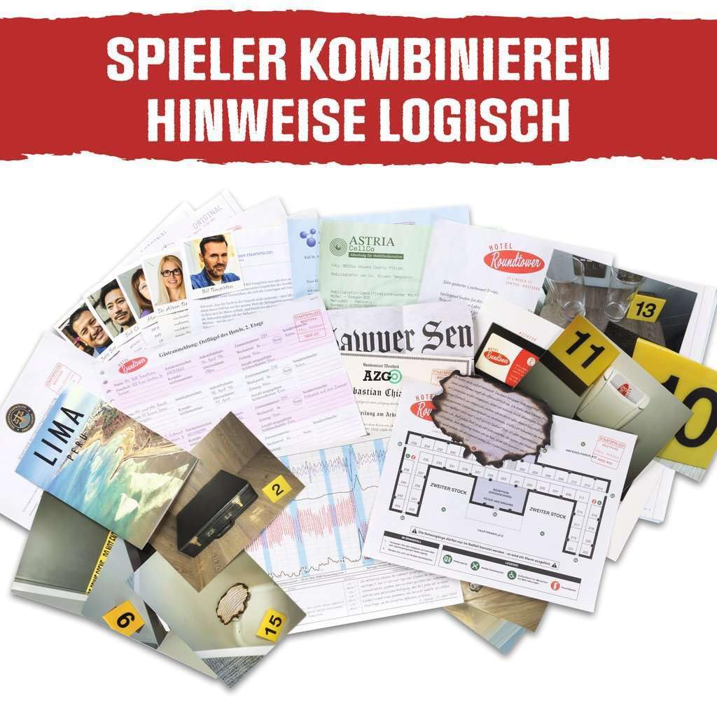 ThinkFun Cold Case: Einchecken zum Mord - Kombinationsspiel ab 14 Jahre: Ein Krimi-Rätsel für 1 Person oder in der Gruppe!