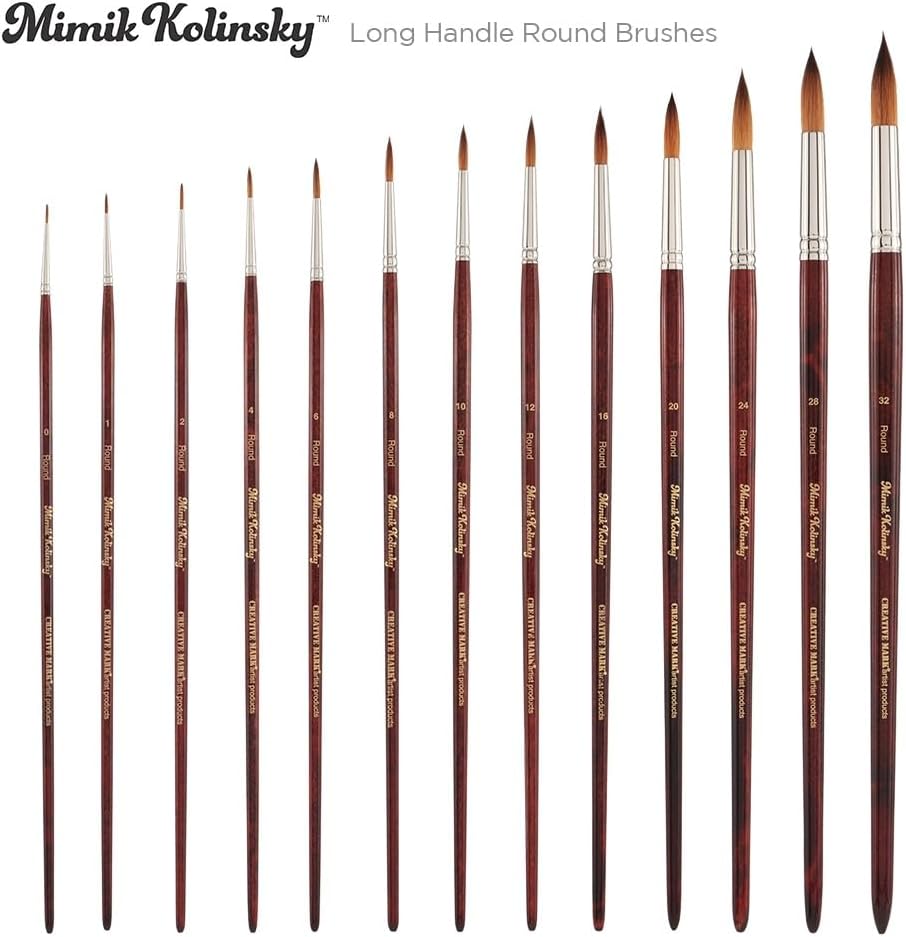 Creative Mark Mimik Kolinsky Watercolor Brush - # 10 Round - Long Handle Synthetic Paint Brush - Handmade in Germany - Synthetic Sable Paint Brushes for Professional Artists - Animal-Friendly