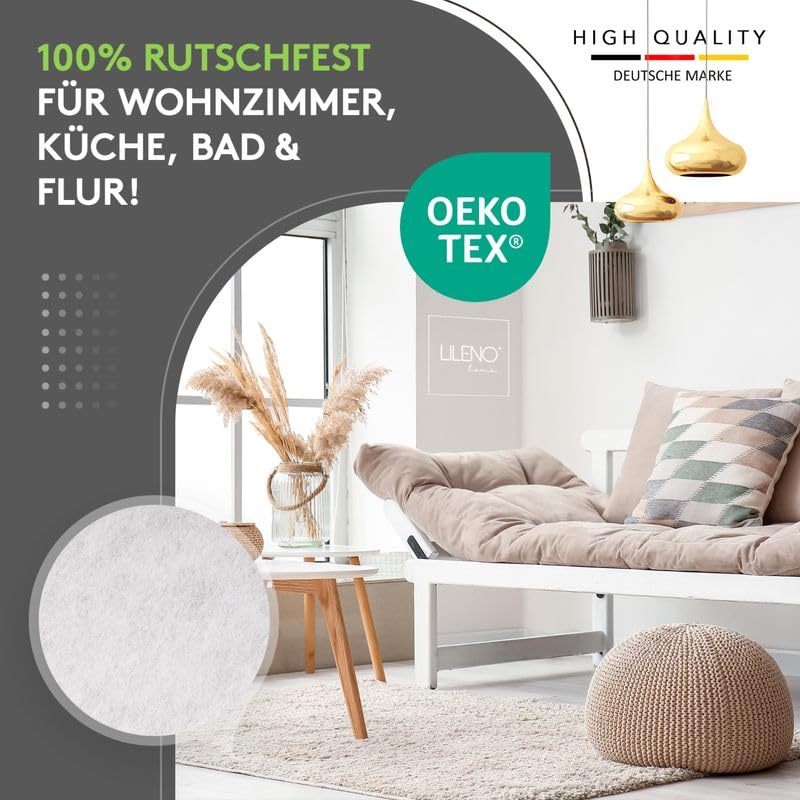 LILENO HOME Teppich-Unterlage rutschfest [100 cm rund] aus Vlies dünn
