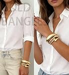 Chunky Gold Bangle Bracelets for Women, Dainty 14k Gold Plated Big Stackable Bangles Set, Trendy Cuff Bracelet Stack Fashion Jewelry Gifts