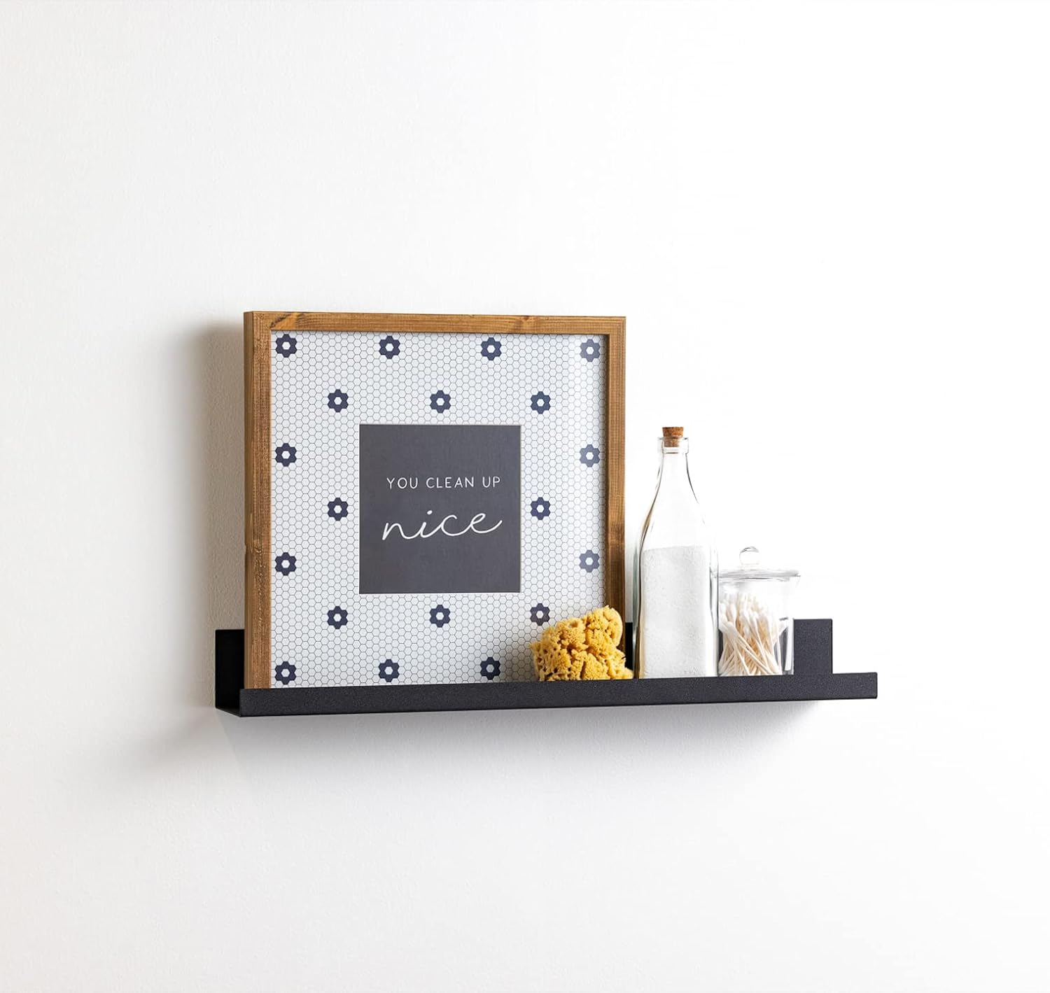 Infinite Design 24" Metal Floating Wall Shelf | Modern Black Powder-Coated Steel Ledge, Made in USA | Wall-Mounted Shelf for Living Room, Kitchen, Bathroom, Bedroom or Office Black 24 Inch