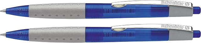 Schneider Loox 73550 Retractable Ballpoint Pen (Soft-Grip-Zone, Indelible Refill, Line Width M), Pack of 2, Blister Card, Barrel Colour: Blue