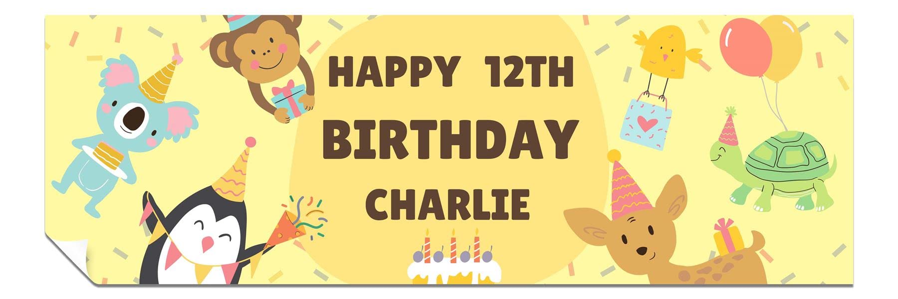 Panther Print Personalised Happy Birthday Banner for Girls & Boys - Party Decorations for Kids - Party Animals Theme - 1 x 6ft Large Banner